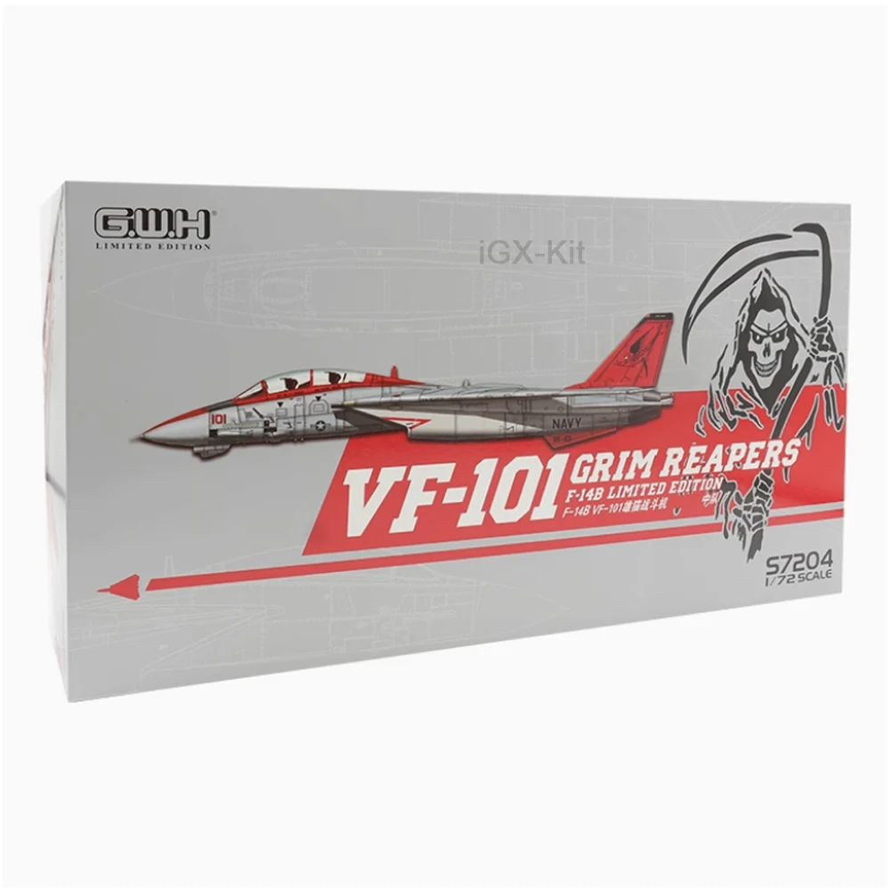 GWH S7204 미국 F14 F14B F-14B Tomcat VF-101 전투기, 항공기 제트, 취미 공예 장난감, 플라스틱 모델 빌딩 키트, 1/72 체중계