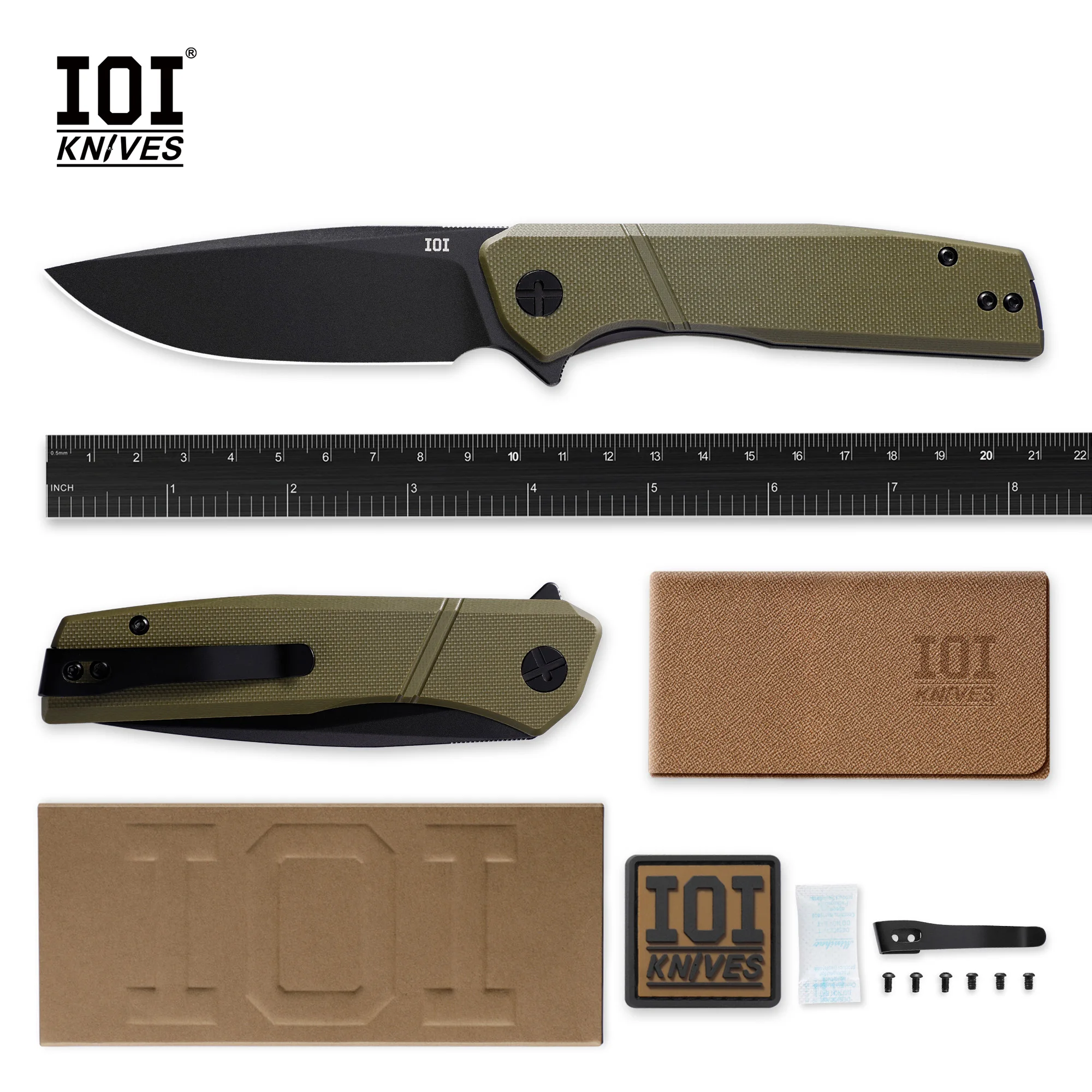 

IOI I51584 Folding Knife Pocketknives Jackknife G10 Handle 14C28N Steel Coltello Survival Hand Tools EDC Camping Cutting