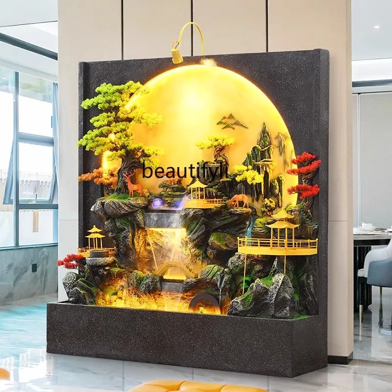 Modern Chinese Style Water Wall Fountain Bonsai Decoration Living Room Water Curtain Wall Screen Circulating Water Landscape