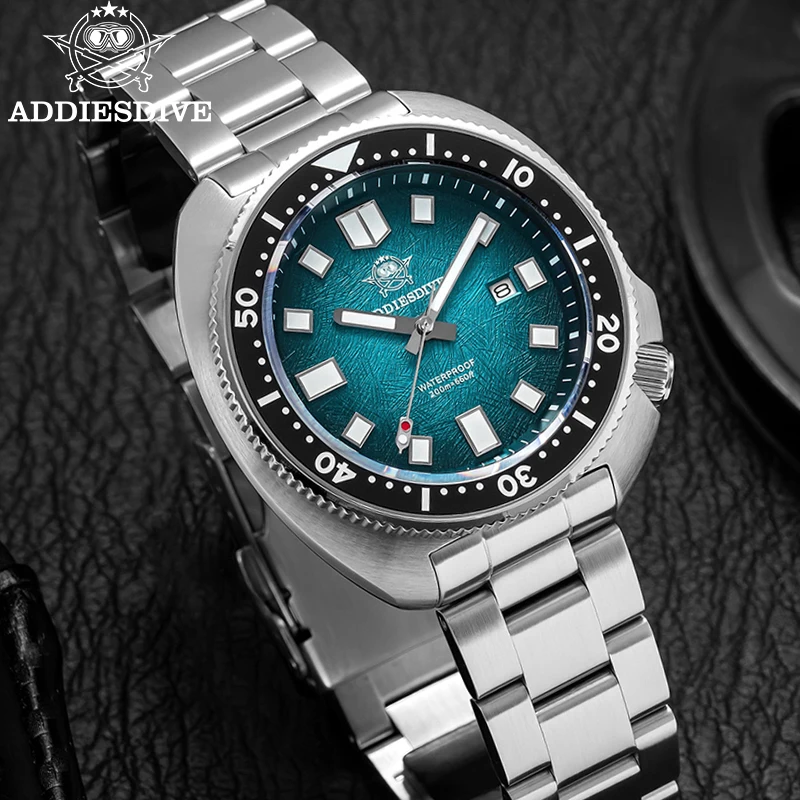ADDIESDIVE AD2511 Quartz Diving Watch for Men 200M Waterproof Sapphire Crystal Screw Down Crown Ceramic Bezel Steel Bracelet