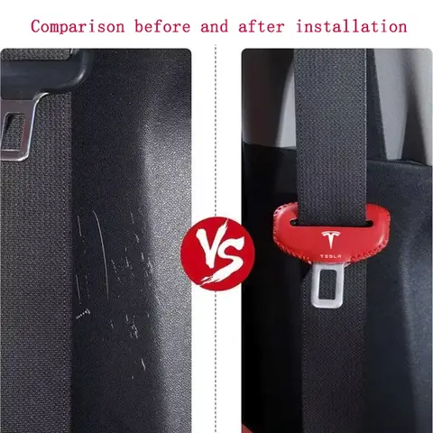 2pcs PU Leather Car Seat Belt Buckle Clip Cover Protector Anti-Scratch Case For Tesla Model 3 Y S X Car Accessorie