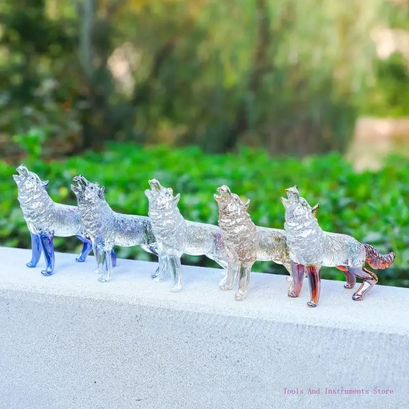 CRISTALES CABÍAS CRISTALES Glass Wolf Figurine Aullidos escultura animales C7AC