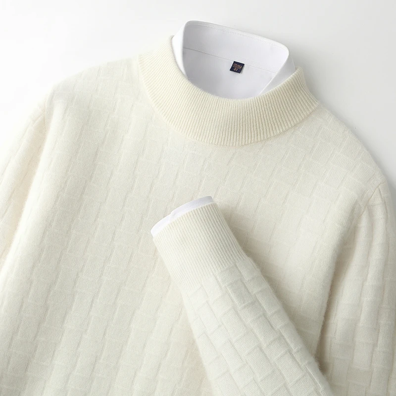 秋冬メンズカシミヤプルオーバーセーター長袖セミハイネックセーター高品質暖かくてファッショナブルなソフトトップ