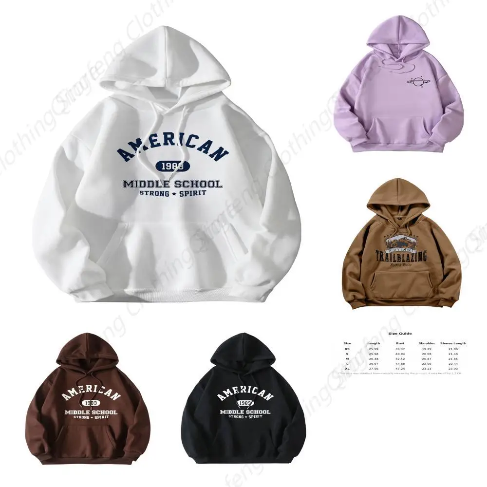 

Letter Print Long Sleeve Drawstring Hoodie Sweatshirt Pullover Tops