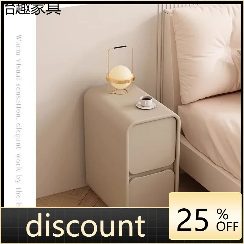 LMM bedroom seam solid wood small narrow cabinet creative bedside shelf ultra narrow bedside table