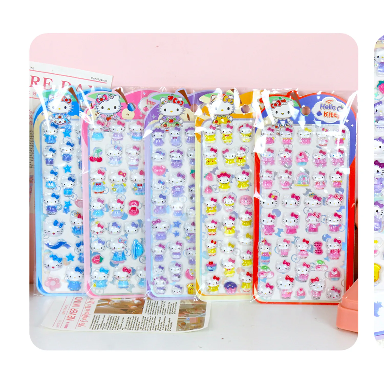 New model Hello Kitty Stickers, 3D Embossed Decals for Notebook Phone Case Photo Album Dairy