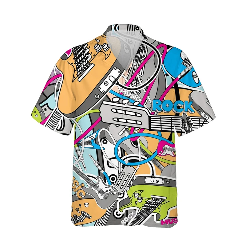 New Hawaiian Summer Shirt Men\'s Short Sleeve Tops 3d Print Oversized Hip Hop Shirts Rock Style Resort Casual Vintage Men Clothes