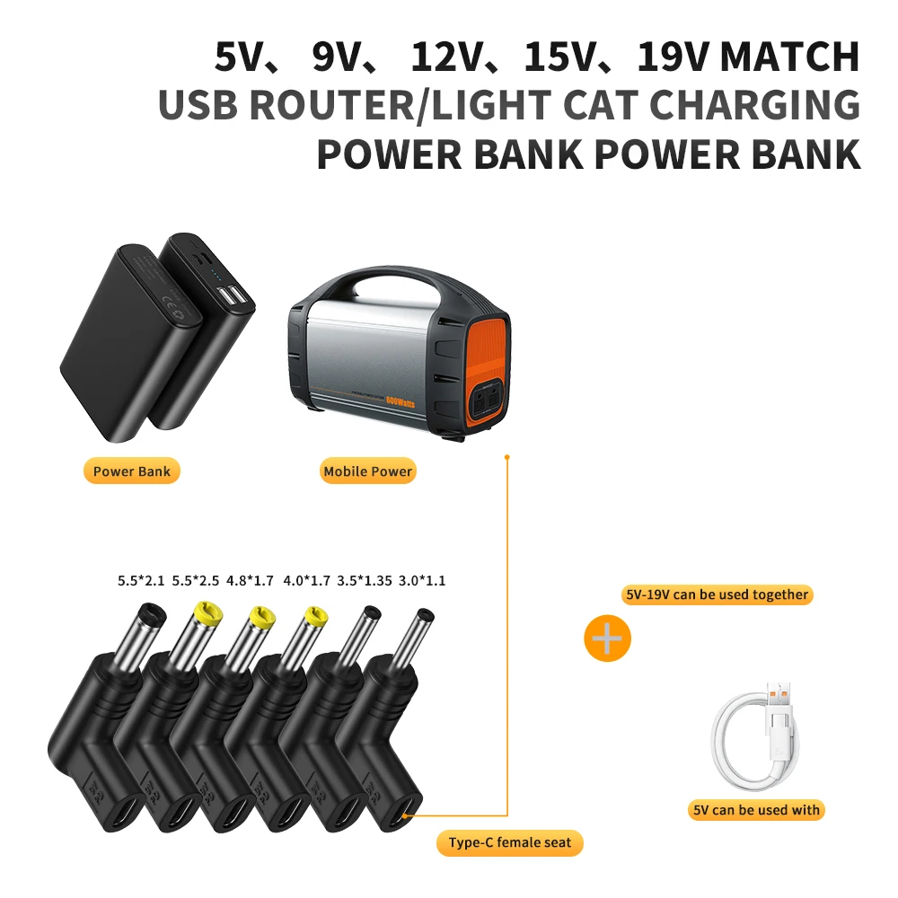 USB C PD إلى تيار مستمر موصل الطاقة العالمي 5 فولت 9 فولت 12 فولت 15 فولت 19 فولت نوع C إلى تيار مستمر جاك التوصيل محول الشحن محول لجهاز التوجيه اللوحي