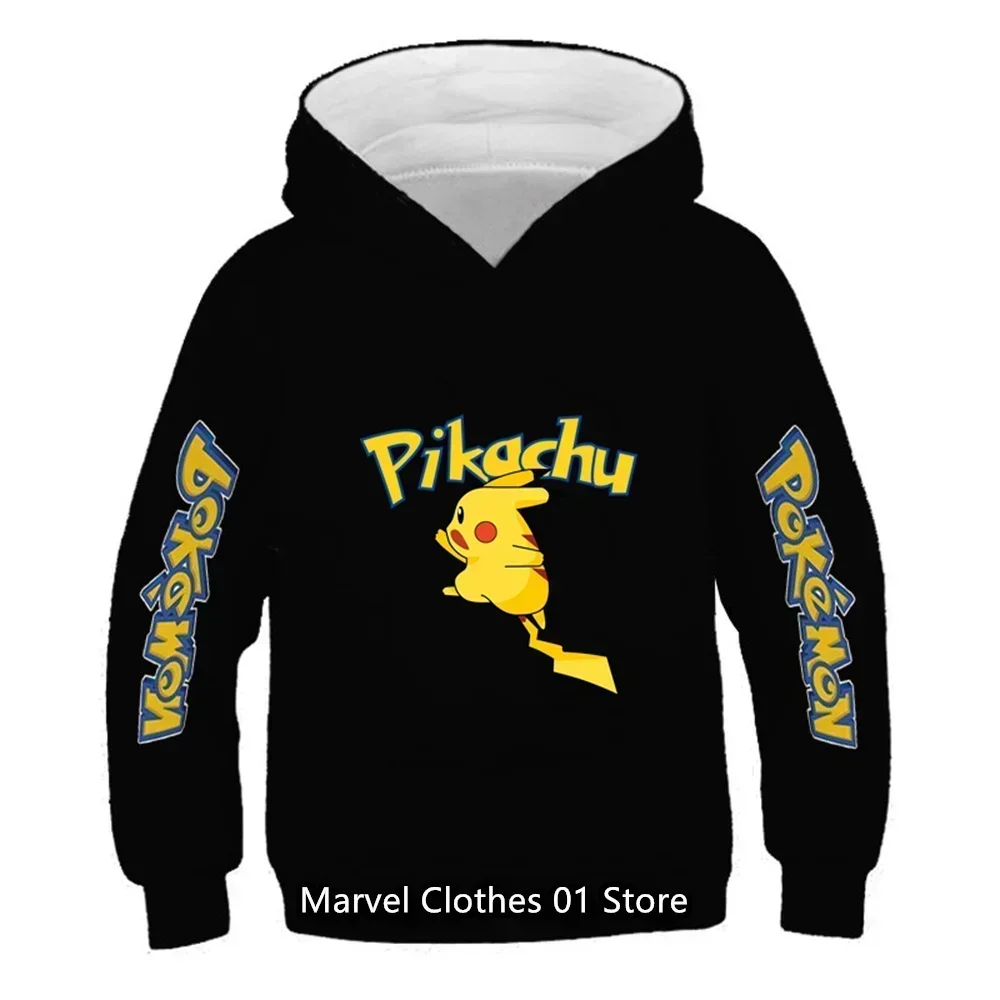 Cute Baby Pokemon Pikachu Children Clothing Tops Boys Sweatshirt Hoodies Autumn Long Sleeve Pullovers For kids Clothes 90-160cm