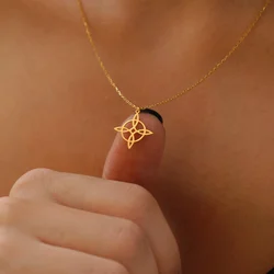 스테인레스 스틸 쥬얼리 Wiccan 마녀 매듭 펜던트 목걸이 여성 부적 요술 쥬얼리 기하학 목걸이 생일 선물