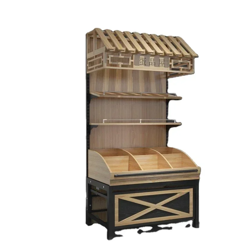 

Улучшенная эффектная красота, индивидуальная витрина для супермаркетов, стеллаж для закусок, деревянные стеллажи