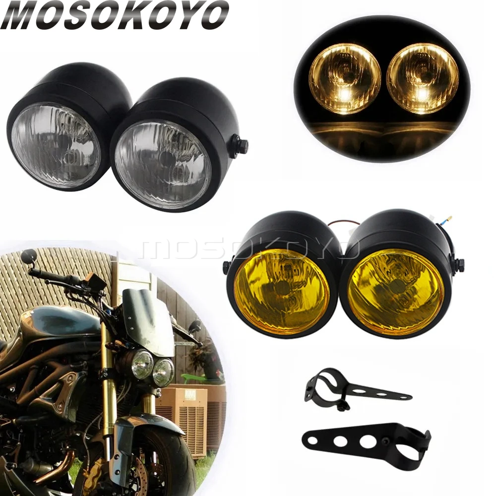 Motorcycle Twin Round Dominator Headlight 3.5\