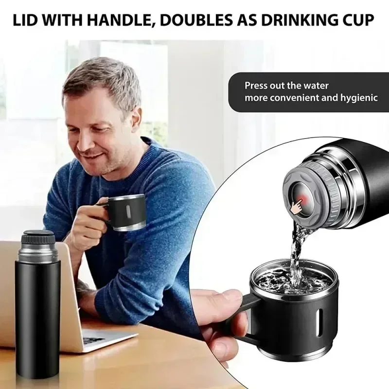 3-Lid Insulated Stainless Cup | -20°C Heat Retention | Durable & Lightweight | Xmas Office Gift | Outdoor Travel Essential