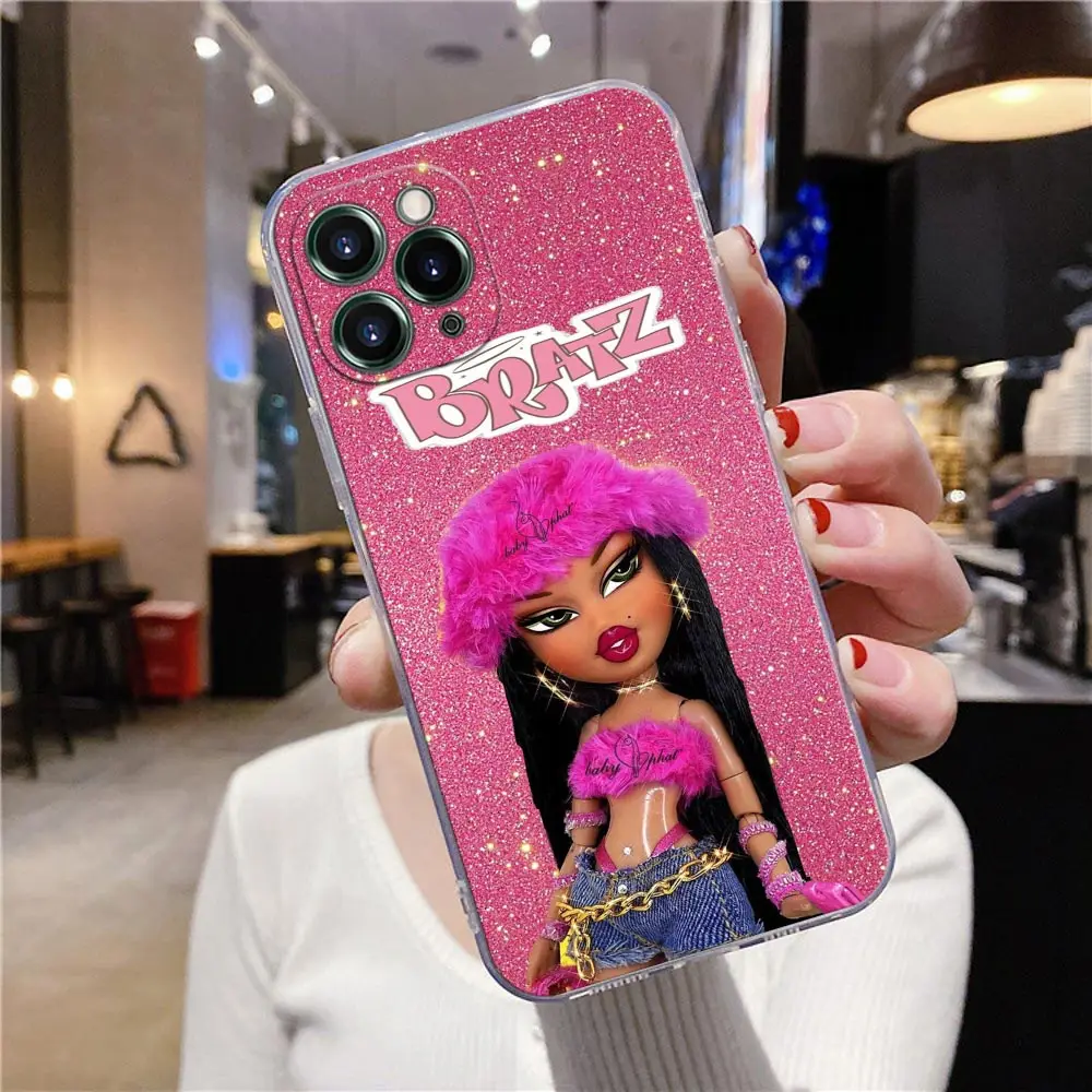 Lovely Cartoon Fashion Bratz Doll Clear Phone Case For iPhone 15 13 11 12 14 Pro Max X XS 7 8 14 Plus Cases Silicone Coque Cover