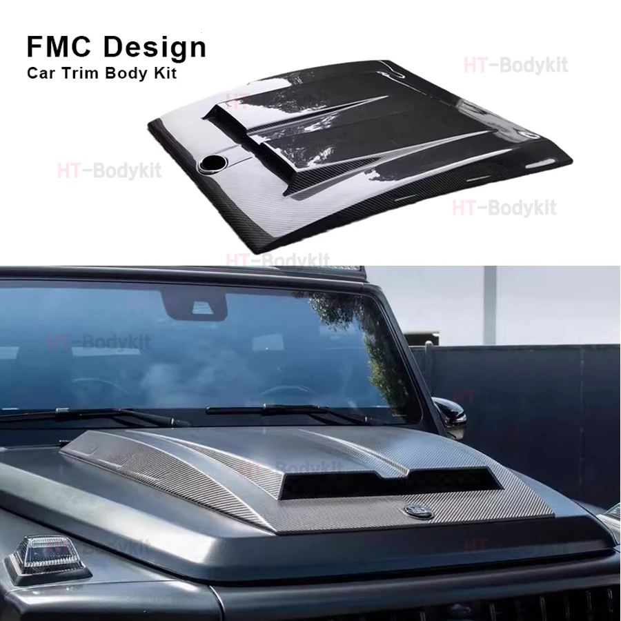 Carbon Fiber Car Front Bumper Engine Cover Hood Bonnet Vent Parts For Mercedes-Benz G class W464 G500 G55 G63 G350 2019-2023