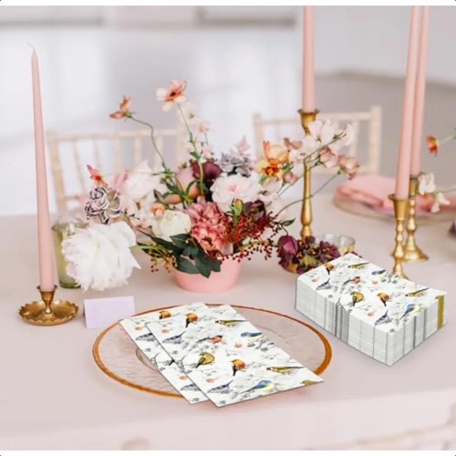 Bird Guest Napkins  Paper Towels with Colorful Birds for Spring Bathroom Baby Shower Birthday Tea Party Powder Room Decor
