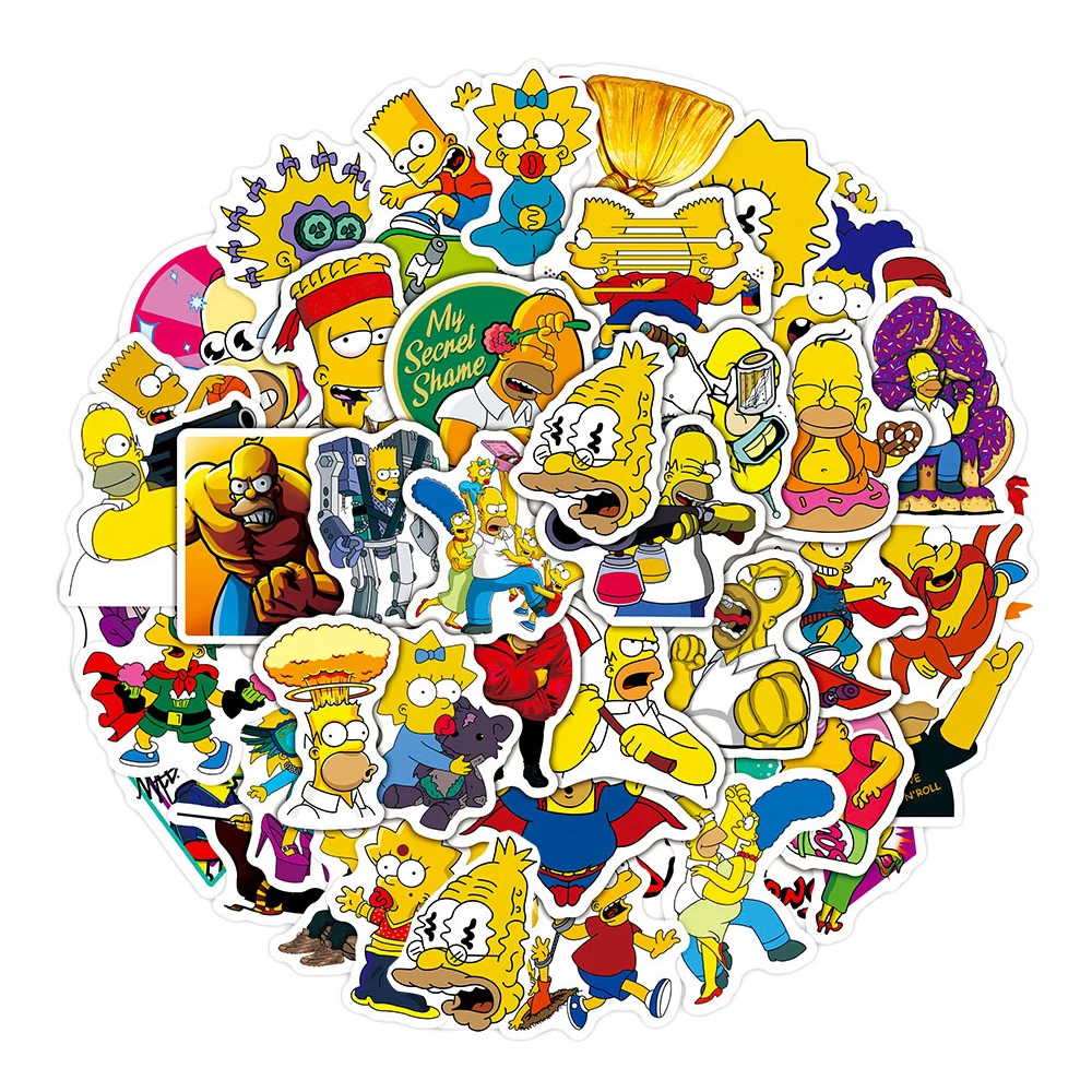 10/30/50 Uds. Pegatinas de Graffiti de Dibujos Animados de Los Simpson para Laptop, Teléfono, Álbum de Recortes, Patineta, Calcomanías Impermeables Geniales, Juguetes