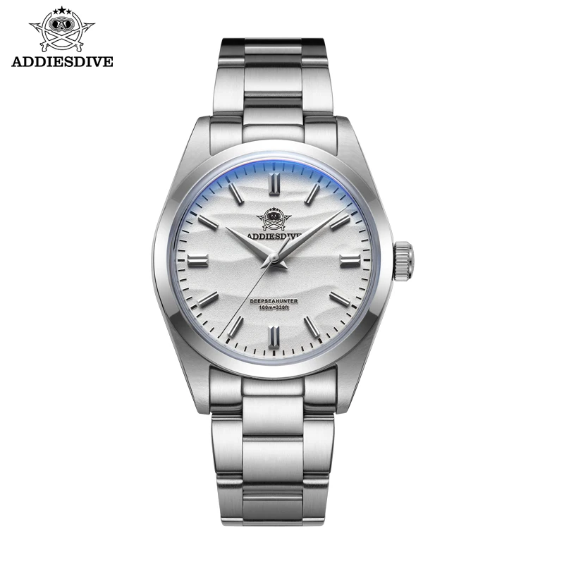 Addiesdive ad2030 36mm relógio masculino bolha espelho pote capa de vidro reloj hombre 100m relógios quartzo à prova dwaterproof água