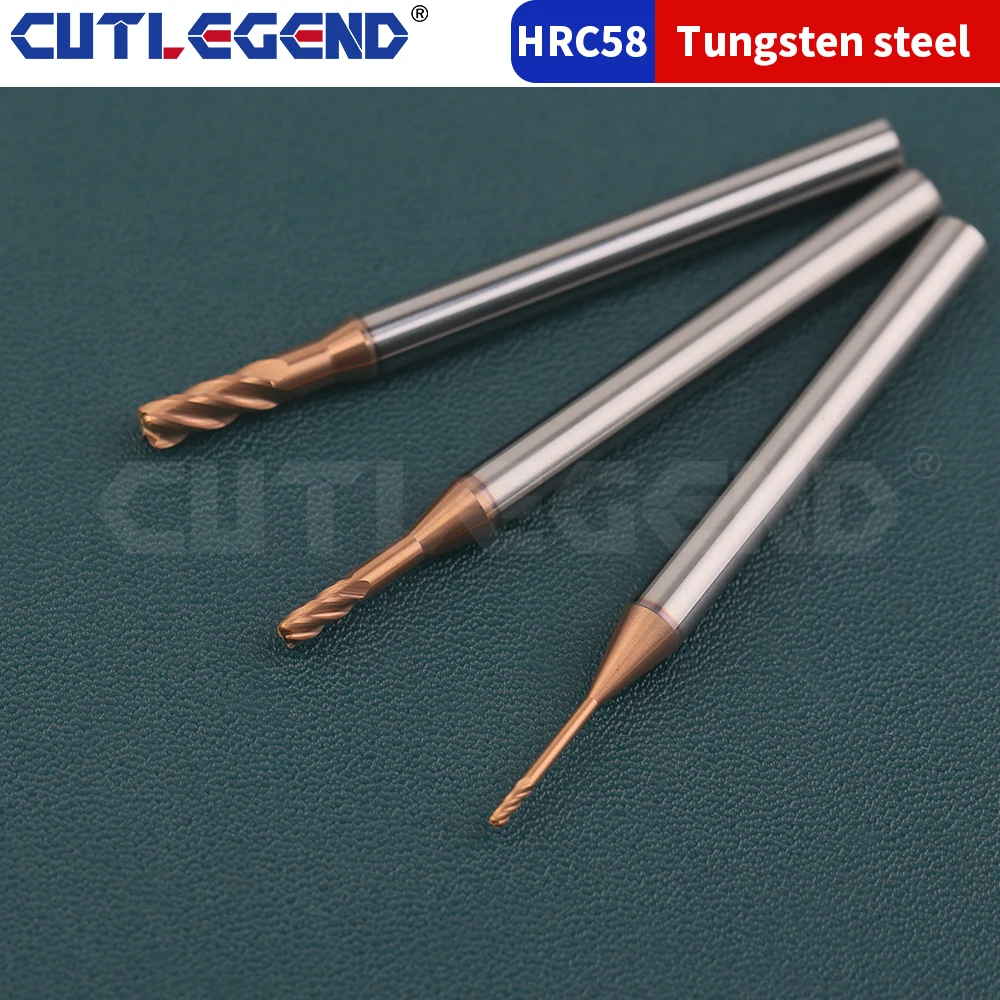 1mm 1.5mm 2mm 3mm R0.1 R0.2 R0.3 R0.5 Long Neck Corner Radius End Mill CNC R Bullnose Cutter Tungsten Carbide Steel Metal Router