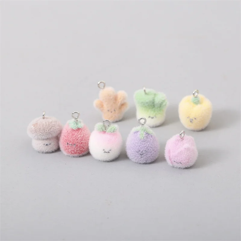

Winter style 40pcs/lot color flocking effect Vegetable style shape resin beads diy jewelry garment hair accessory
