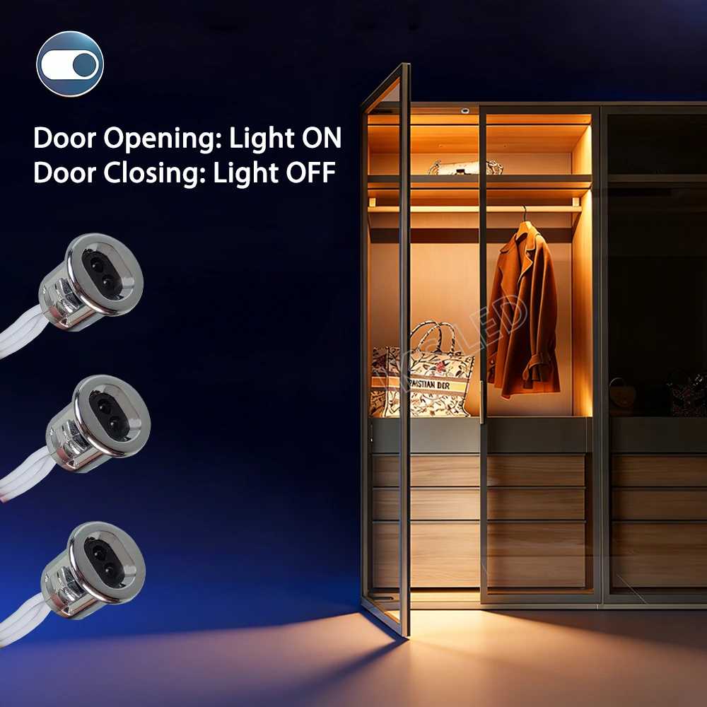 12V24V DC 5A DuPont Model Silver PIR Touch Sweep Motion Double Door Closet/Cabinet Sensor Switch Smart LED Touch/PIR Switch