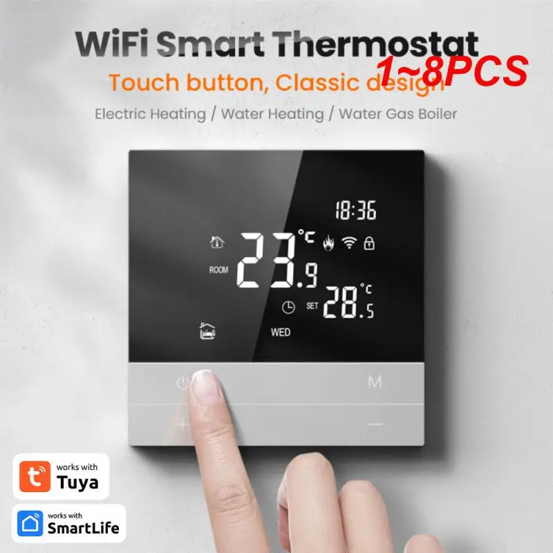 

1~8PCS Aubess WiFi Smart Thermostat Tuya Electric Floor Heating Water/Gas Boiler Temperature Remote Controller Works With Alexa