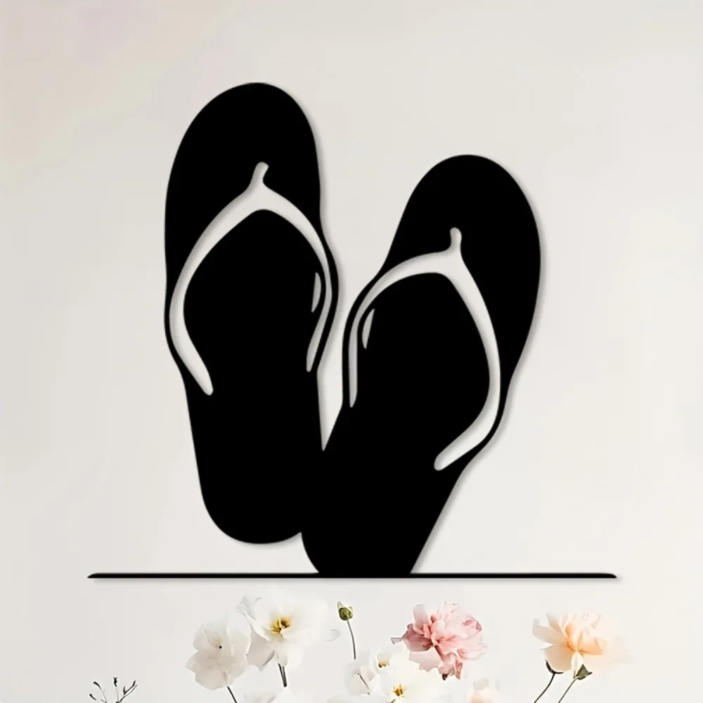 CIFbuy Metal Wall Art Vintage Wrought Iron Herringbone Slippers Sculpture Elegant Hanging Ornament for Patio & Poolside