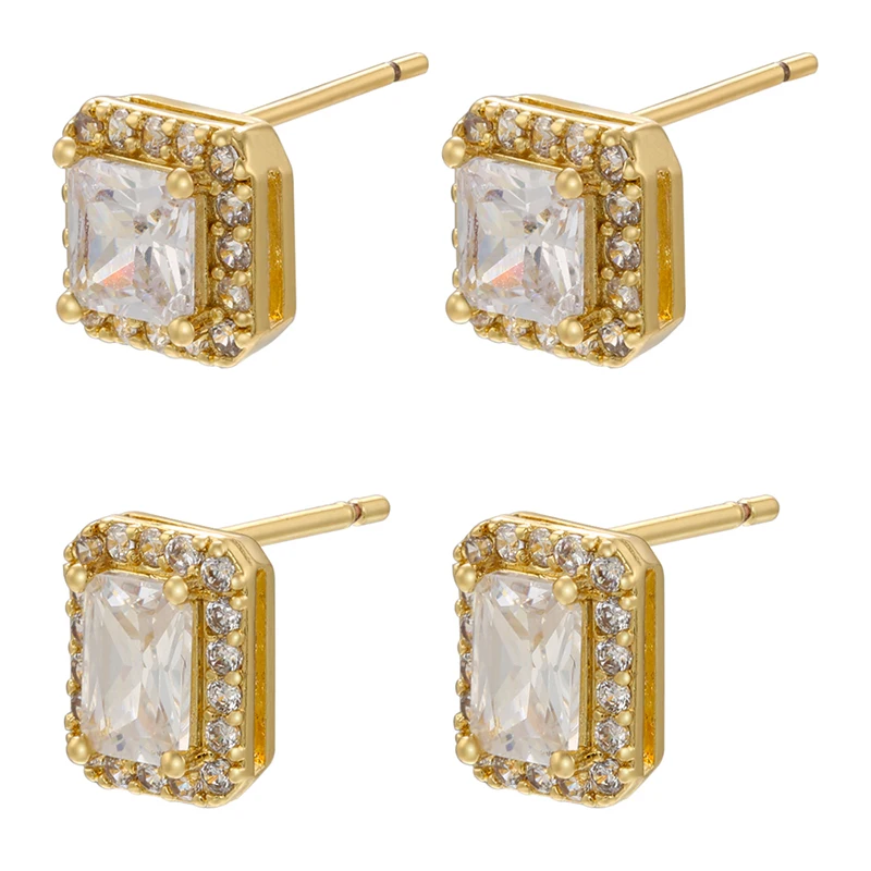 

ZHUKOU Geometric Square women Stud Earrings Shiny Zircon Retro Women Stud Earrings Fashion Jewelry Wholesale VE663
