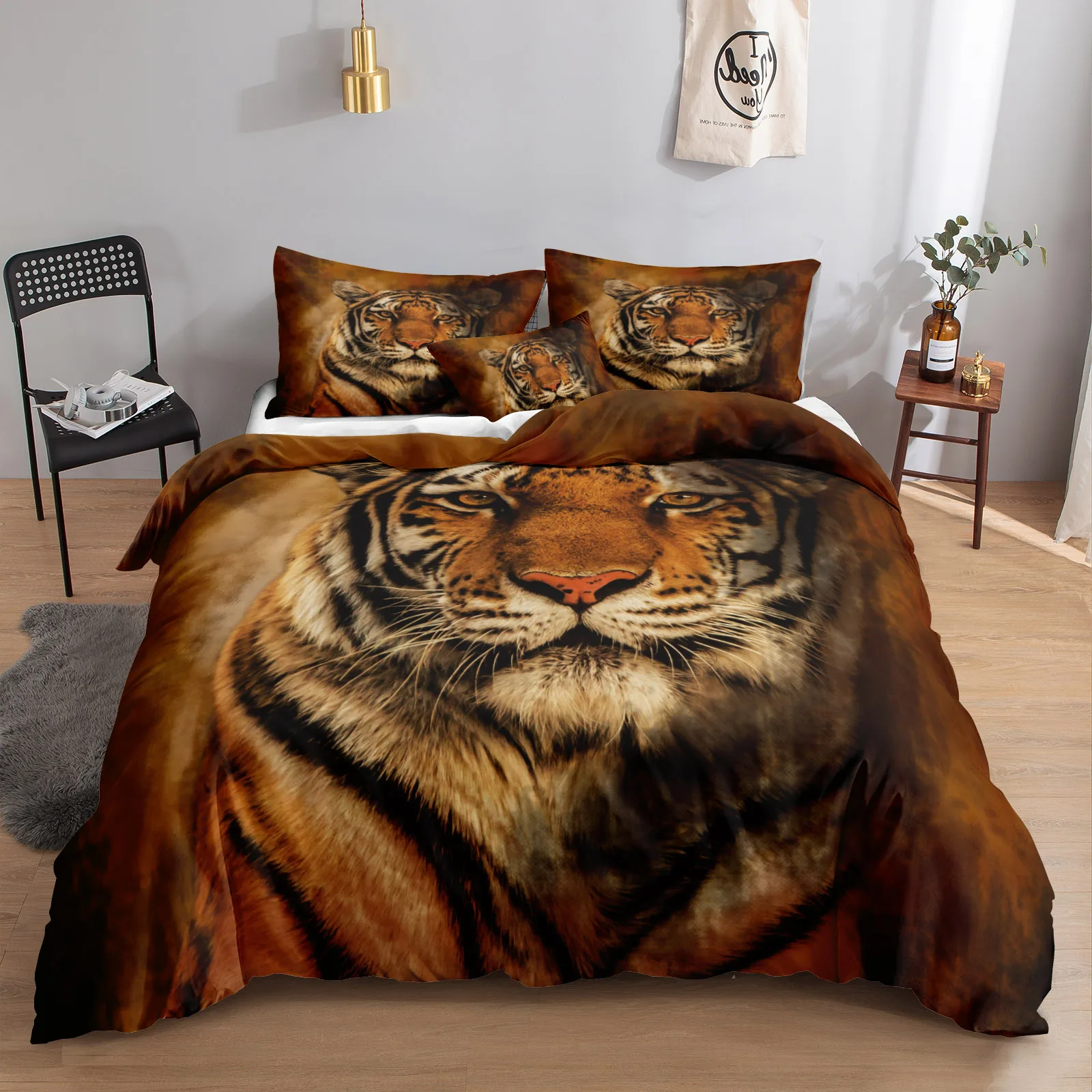 

Wild Animal Bedding Sets Tiger Duvet Cover Set Modern Fashion Home Textiles Floral Bed Linen for Dropshipping