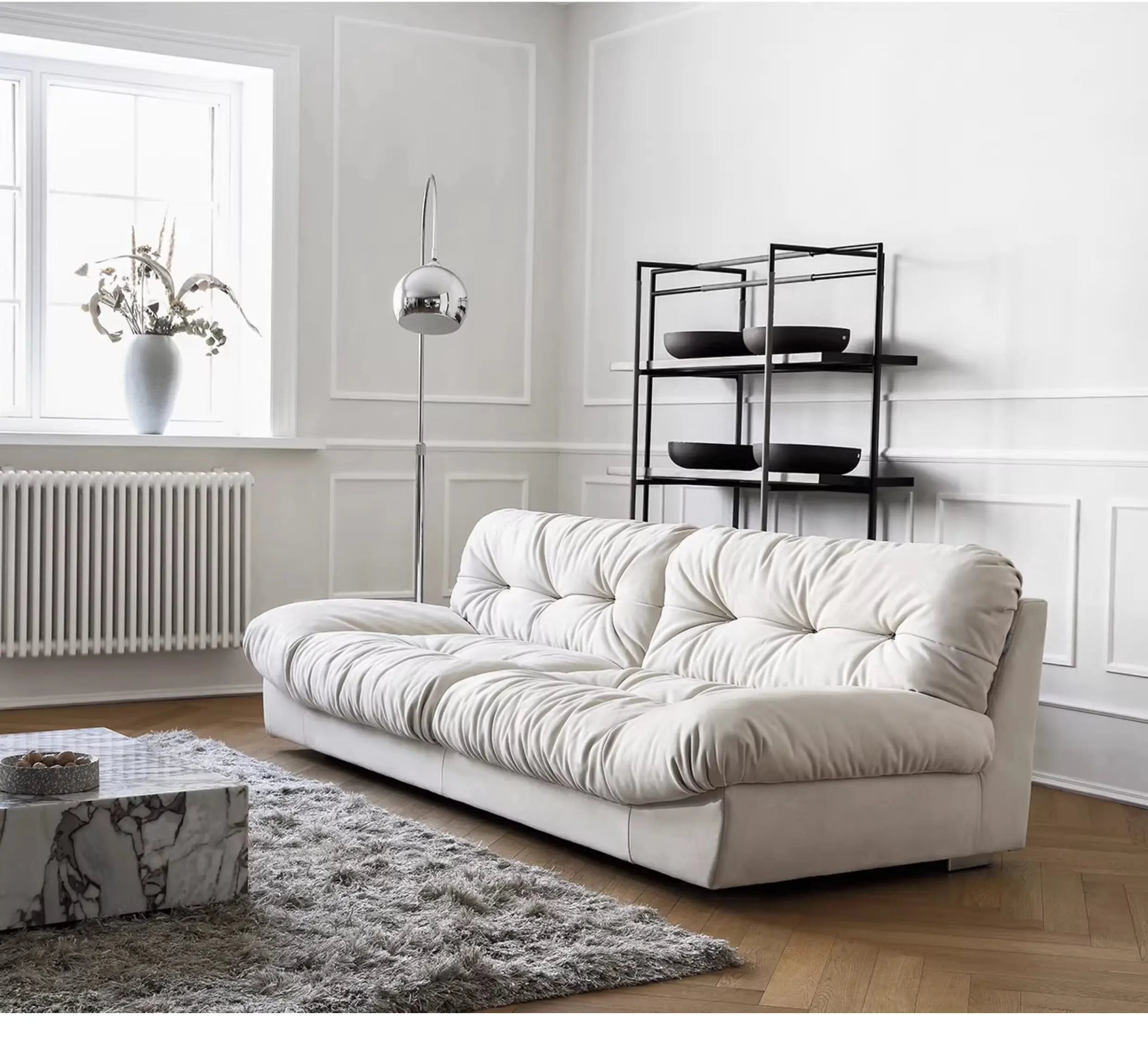 Cloud sofa cream wind living room straight row matte fabric retro milano sofa