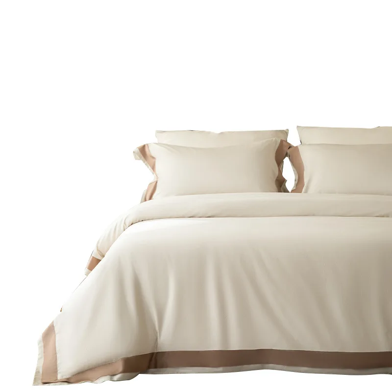 

Simple light luxury 80 Egyptian cotton craft four-piece bed sheet quilt cover bedding