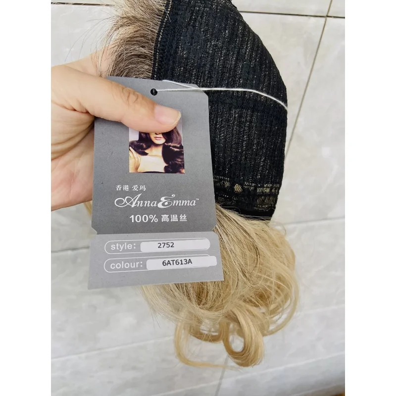 Médio fofo ondulado raízes escuras loira mix perucas de cabelo sintético feminino natural 613