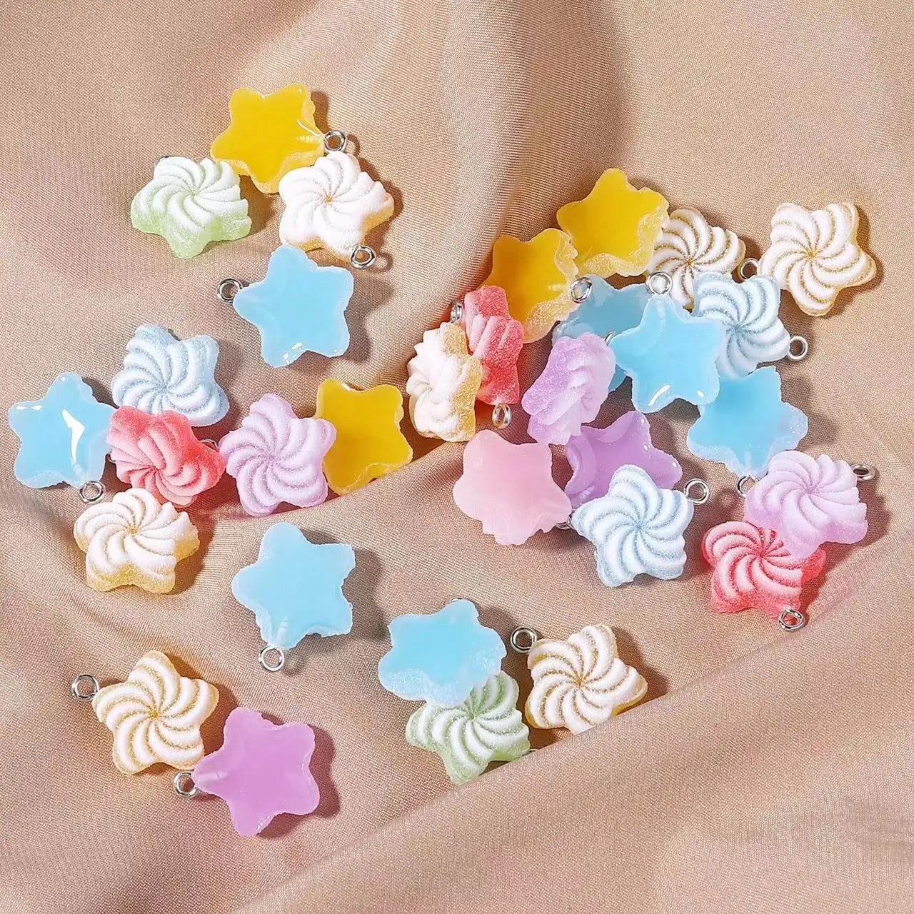 10pcs 18*20mm Simulated Colorful Pentagram Frosted Candy Resin Charms Accessory Pendants Handmade  Jewelry DIY Earring Necklace