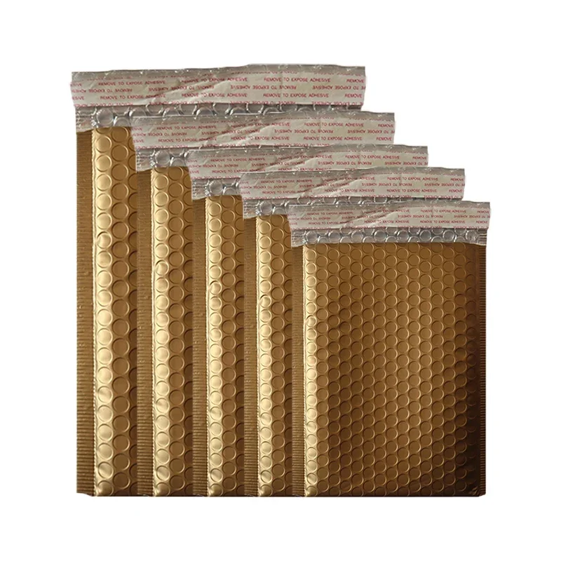 50Pcs Matte Gold Bubble Envelope Thicken Aluminum Foam Shipping Padded Envelopes Shockproof Packing Courier Bag Clothes Package