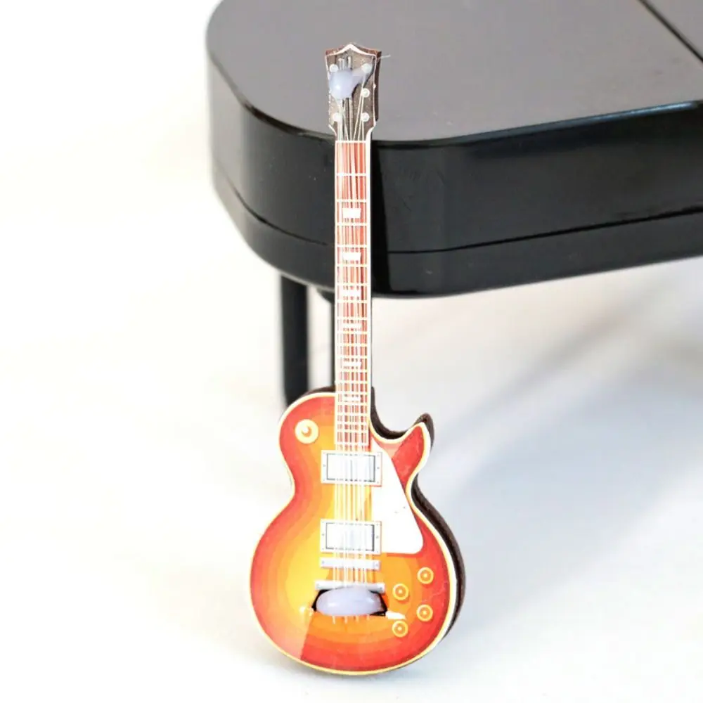 1:6/1:12 meble do domku dla lalek symulacja Model gitary elektryczny domek dla lalek miniaturowy Instrument muzyczny drewniana gitara