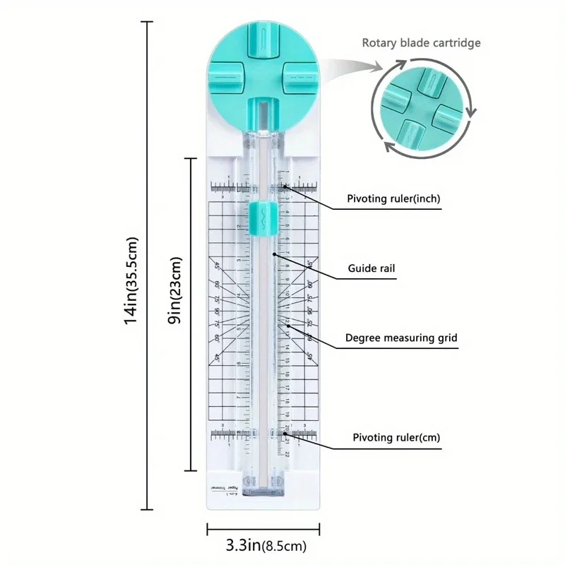 4-in-1 Multi-function Paper Cutter Knife Creasing Machine 360-degree Rotary Paper Cutter Hand-Cutting Tools Stationery Supplies