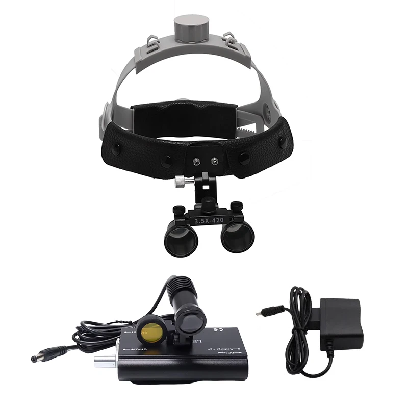 

3.5X/2.5X Magnification Binocular Dental Loupe Surgery Surgical Magnifier with Headlight LED Light Medical Operation Loupe Lamp