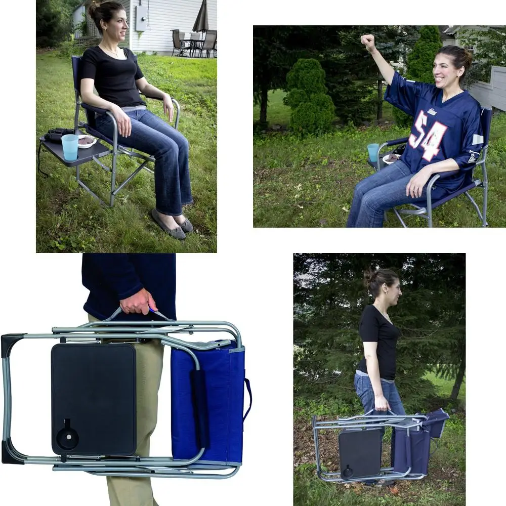 

Компактный портативный складной стул для кемпинга с боковым столиком