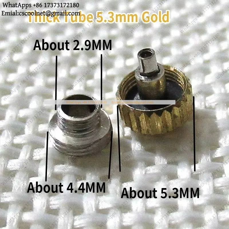 JS03 1Pc Steel Watch Crown 5.3mm 6mm 7mm Silver Gold Metal Stem Repair Parts Assortment Universal Replacement