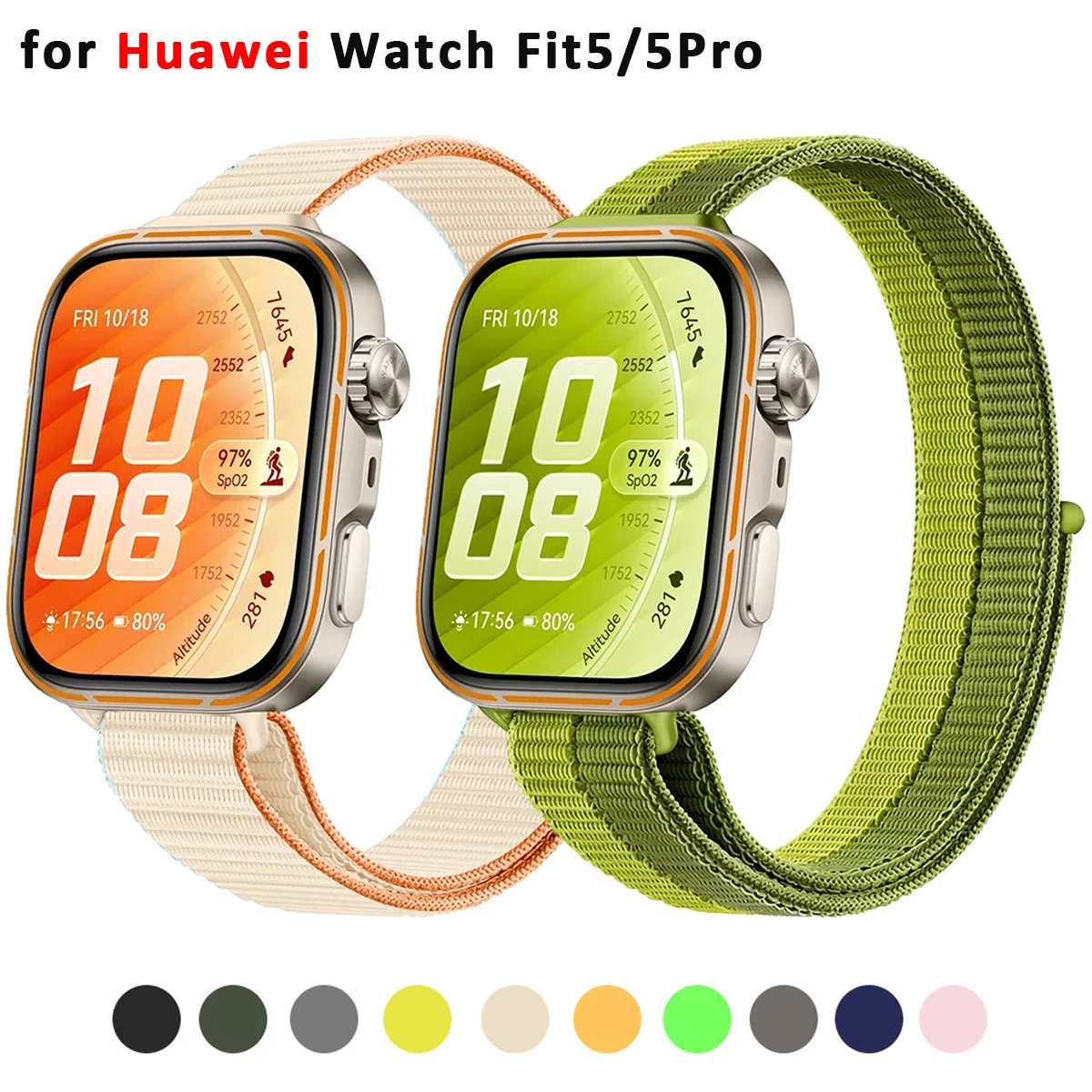 Schlankes Nylon-Armband für Huawei Watch Fit 5 5 Pro Gewebtes Schlaufenband für Huawei Fit 3/4/4 Pro/5/5 Pro Damen Armband