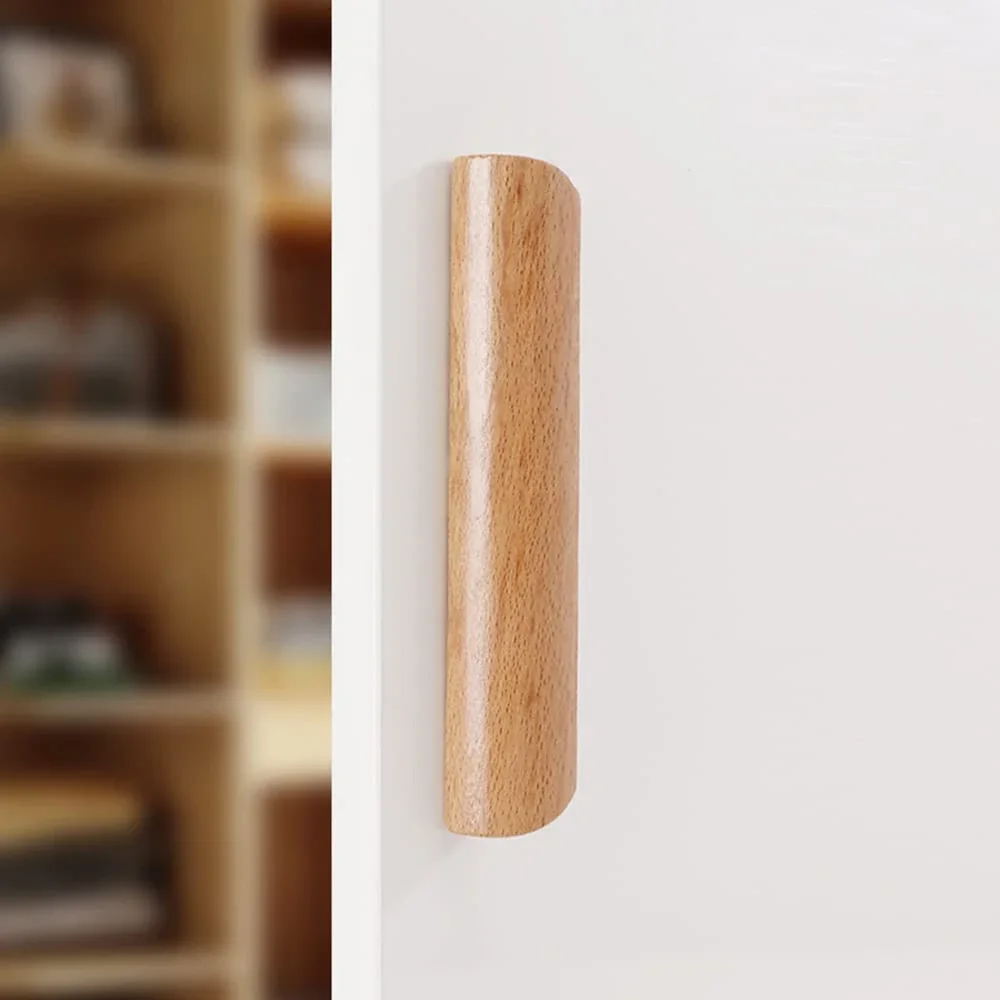 1Pc Solid Wooden Furniture Handle Drawer Pulls Cabinet Wood Handles Environmental Friendly Wardrobe Knob with Mounting Screws