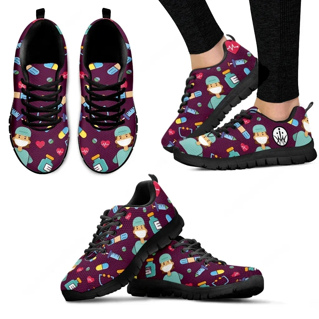 Scarpe da ginnastica per infermiere medico da donna stampa ospedaliera medica appartamenti in rete leggera da donna Casual prima