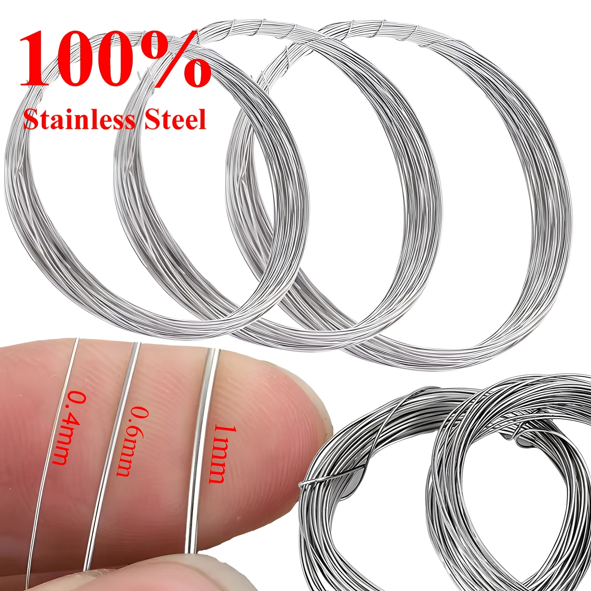 10M Stainless Steel Silver Color Wire Single Wire Beading Wire 0.3/0.4/0.5/0.6/0.8/1mm DIY Jewelry Making Finding Accessoires