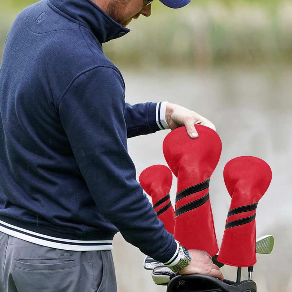 

3-х шт., чехол на голову для гольф-клуба, водонепроницаемая защита для палочек из искусственной кожи, черный