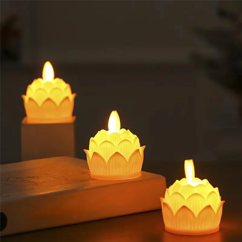 

YFYS Buddhist Table Candle Candle Lamp Flameless 12Pieces Buddhist Lights Waterproof 100 Hour Tea Light Battery Operated