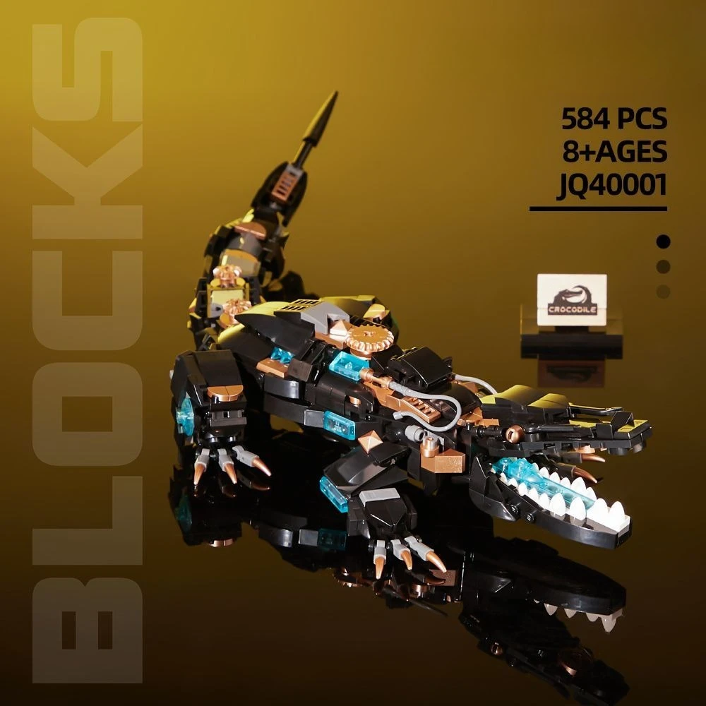 580 Uds. Bloques semimecánicos estilo Punk cocodrilo dorado negro 3,6 Mini rompecabezas granular juguetes de bloques de construcción