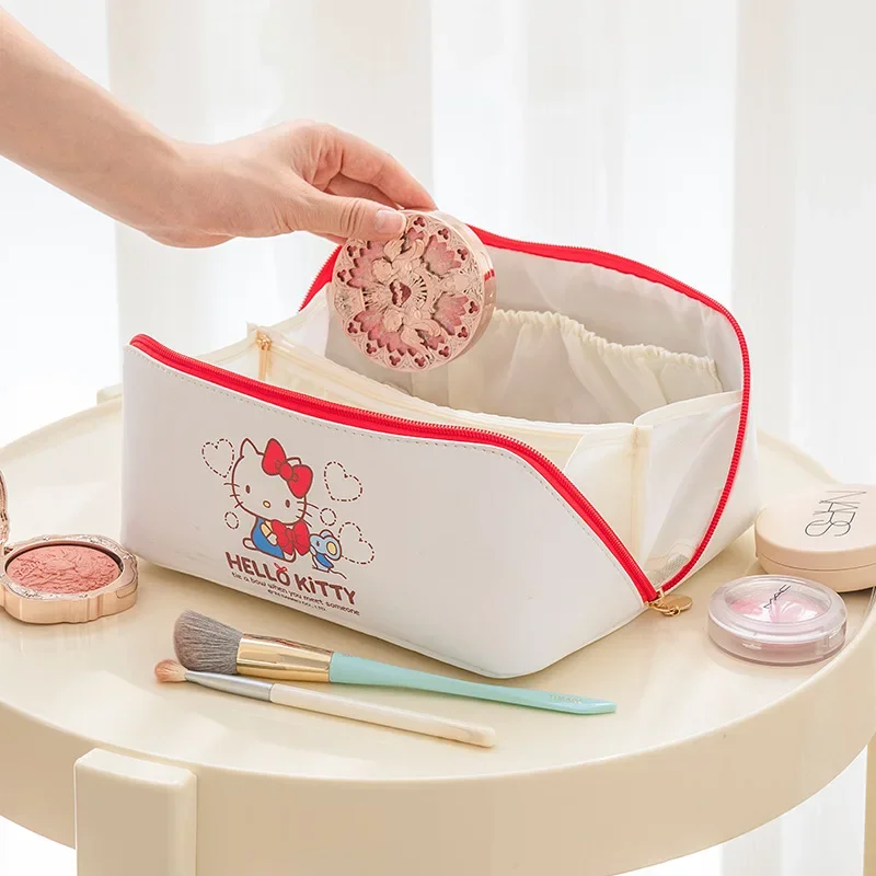 

Hello Kitty Anime Kawaii MINISO Cosmetics Storage Shell Bag Cute My Melody Waterproof Toiletry Portable Makeup Bag Gifts Toys