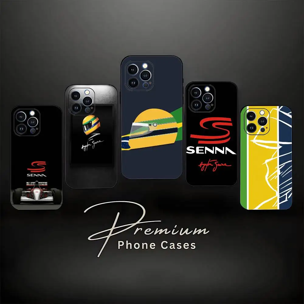 

Racing Driver A-Ayrton S-Senna Phone Case For iPhone 17,16,15,14,13,12,11 ,Pro Max,XS,X,XR,SE,Mini,8,7,Soft Silicone Black Cover