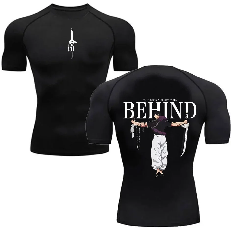 Herren Sommer Fitness Gym Sport Lauf T-Shirt Bestseller Anime Jujutsu Kaisen Gojo Satoru Kompressionsshirt Kurzarm – Detail 6
