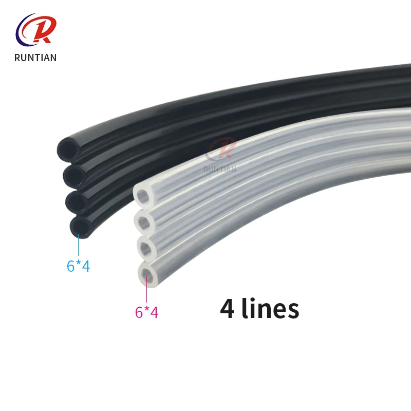 5m 4line 4 ways 8line solvent ink tube for Inkjet Printer UV flatbed printer ink system spare parts black ink pipe hose 6x4mm